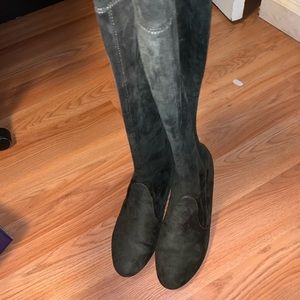 Suede Olive green over the knee booties